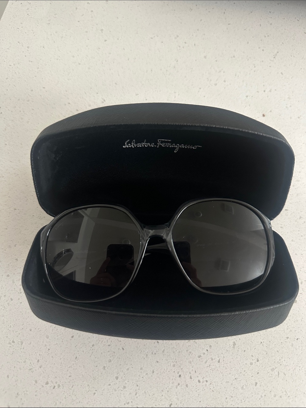 Salvatore Ferragamo Black Women's Rounded Oversized Sunglasses